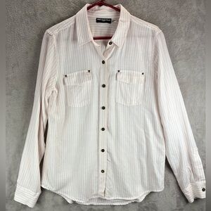 KARL LAGERFELD Pink White Striped Button Down Shirt Small Petite